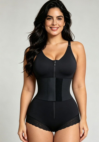 Women leather patch fitted bodyshaper