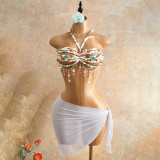 Women multi-color Jewelry Beaded Halter Neck Bra