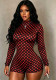 Women Sexy Polka Dot Round Neck Long-Sleeve Bodysuit
