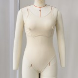 Women Solid Backless One-Piece Swimwear