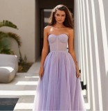 Plus size Women strapless elegant strapless evening dress（Processing time need 3-6 days）