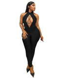 Women Sexy Solid Hollow-Out Mesh Patchwork Sleeveless Backless