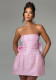 Women summer sexy jacquard strapless bow dress（Processing time need 3-6 days）