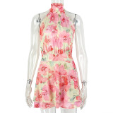 Women printed Holidays high-neck sleeveless dress