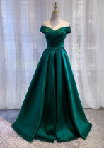 Women off-shoulder dark green formal party evening dress(Processing time need 3-6 days) Women off-shoulder dark green formal party evening dress(Processing time need 3-6 days)