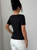 Women's Summer Fashion Slim-Fit Short Sleeve U-Neck T-Shirt Top