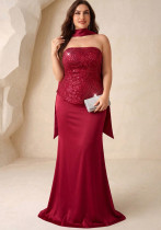 Women's Sexy Strapless High-Waist Slim-Fit Solid Color Evening Party Dress Women's Sexy Strapless High-Waist Slim-Fit Solid Color Evening Party Dress