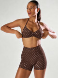 Women Seamless Stretch Yoga Halter Neck Tank Top Yoga Pants Fitness Two-Piece Set