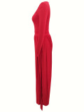 Women's Solid Color Tie-Waist Wide Leg Two-Piece Pants Set