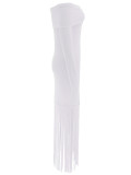 Women's Sexy Off-Shoulder Chic Fringe Bodycon Long Sleeve Evening Gown Dress