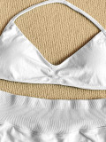 Women Seamless Stretch Yoga Halter Neck Tank Top Yoga Pants Fitness Two-Piece Set
