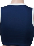 Women's Casual White Striped Sleeveless Tank Top and Mini Skirt Fashion Two-Piece Set