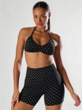 Women Seamless Stretch Yoga Halter Neck Tank Top Yoga Pants Fitness Two-Piece Set