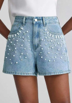 Women's Fashion Beaded Denim Shorts Women's Fashion Beaded Denim Shorts