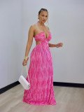 Women's Sweet Sexy Halter Neck Striped Print Slim-Fit Beach Holiday Dress