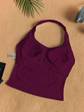 Women Square Neck Halter Neck Seamless Yoga Fitness Tank Top with Bra Pads