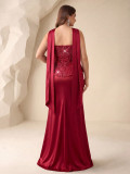 Women's Sexy Strapless High-Waist Slim-Fit Solid Color Evening Party Dress