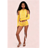 Women's Fashion Sexy Solid Color Zip-Up Sleeveless Top and Casual Sport Shorts Two-Piece Set