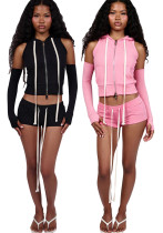 Women's Fashion Sexy Solid Color Zip-Up Sleeveless Top and Casual Sport Shorts Two-Piece Set Women's Fashion Sexy Solid Color Zip-Up Sleeveless Top and Casual Sport Shorts Two-Piece Set