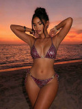 Women Halter Neck Lace-Up Sexy Swimwear Two Pieces