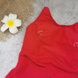 Women Solid Backless One-Piece Swimwear