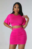 Women's Fashion Sexy Crop Top and Bodycon Skirt Two-Piece Set