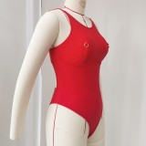 Women Solid Backless One-Piece Swimwear