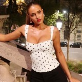 Women's Summer Polka Dot Print Sexy Strap Slim-Fit Camisole Top