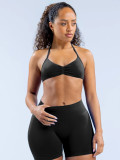 Women Seamless Stretch Yoga Halter Neck Tank Top Yoga Pants Fitness Two-Piece Set