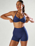 Women Seamless Stretch Yoga Halter Neck Tank Top Yoga Pants Fitness Two-Piece Set