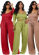Women's Solid Color Tie-Waist Wide Leg Two-Piece Pants Set