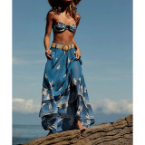 Women Style Strapless Lace-Up Bikini Skirt Three-Piece Swimwear