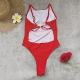 Women Solid Backless One-Piece Swimwear
