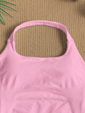 Women Square Neck Halter Neck Seamless Yoga Fitness Tank Top with Bra Pads