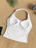 Women Square Neck Halter Neck Seamless Yoga Fitness Tank Top with Bra Pads
