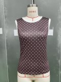 Women's Summer Polka Dot Color Block Slim-Fit Sleeveless Vest Top