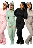Women's Autumn Sexy Tight-Fit Long Sleeve Top and Bell Bottom Yoga Sport Pants Set