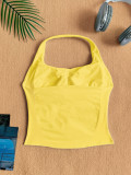 Women Square Neck Halter Neck Seamless Yoga Fitness Tank Top with Bra Pads