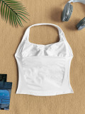 Women Square Neck Halter Neck Seamless Yoga Fitness Tank Top with Bra Pads