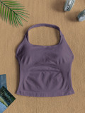 Women Square Neck Halter Neck Seamless Yoga Fitness Tank Top with Bra Pads
