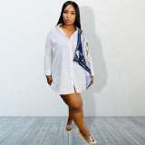 Women's Fashion Turndown Collar Casual Loose Long Sleeve Shirt