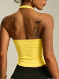 Women Square Neck Halter Neck Seamless Yoga Fitness Tank Top with Bra Pads