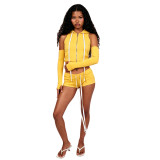 Women's Fashion Sexy Solid Color Zip-Up Sleeveless Top and Casual Sport Shorts Two-Piece Set