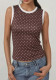 Women's Summer Polka Dot Color Block Slim-Fit Sleeveless Vest Top