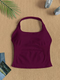 Women Square Neck Halter Neck Seamless Yoga Fitness Tank Top with Bra Pads