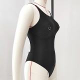 Women Solid Backless One-Piece Swimwear