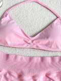 Women Seamless Stretch Yoga Halter Neck Tank Top Yoga Pants Fitness Two-Piece Set