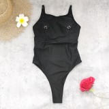Women Solid Backless One-Piece Swimwear