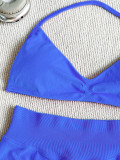 Women Seamless Stretch Yoga Halter Neck Tank Top Yoga Pants Fitness Two-Piece Set