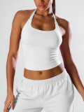 Women Square Neck Halter Neck Seamless Yoga Fitness Tank Top with Bra Pads
